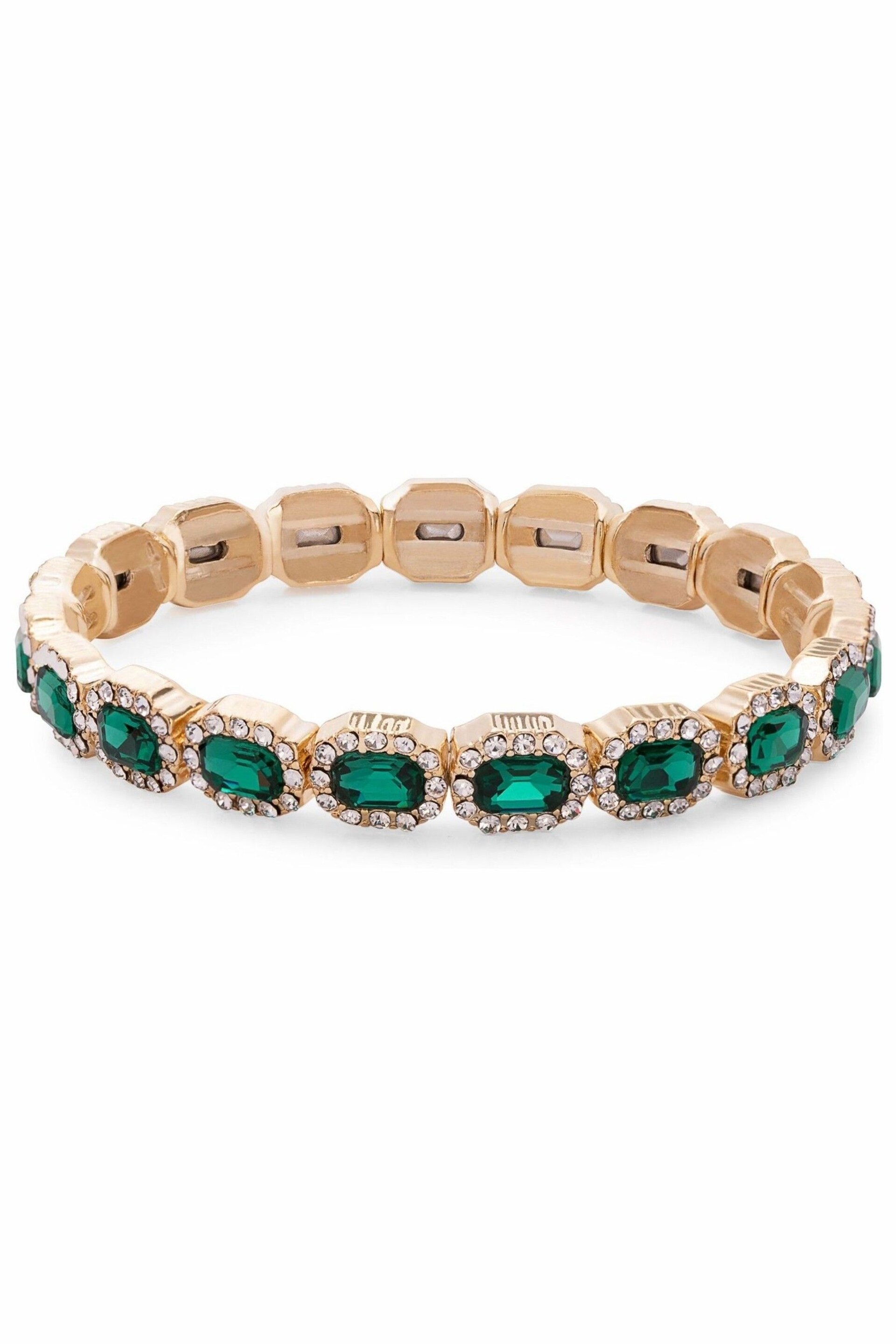 Jon Richard Green Emerald Crystal Rectangle Stretch Bracelet - Image 1 of 1