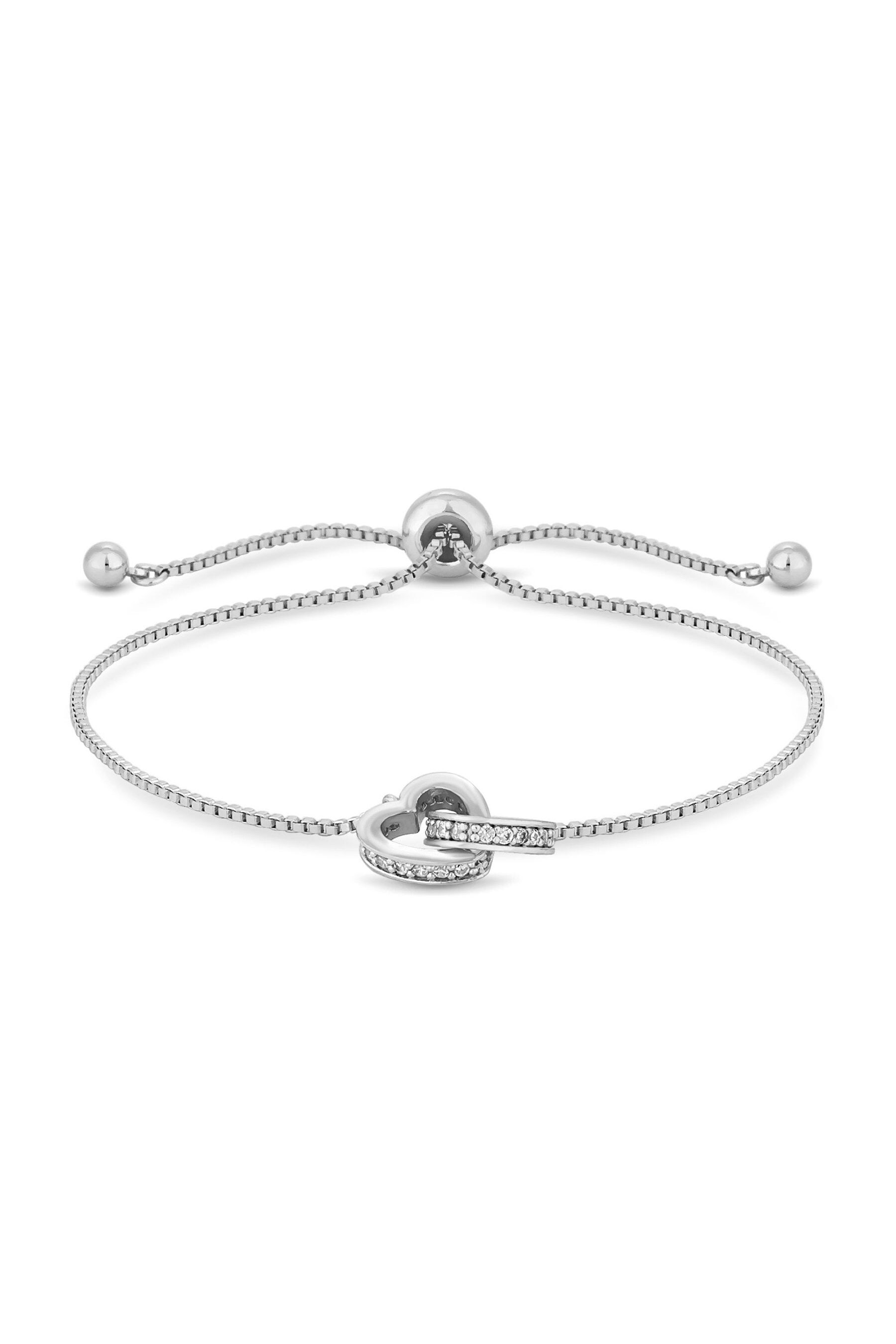 Jon Richard Silver Tone Crystal Heart Bracelet