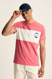 Joules Denton Pink Colourblock Jersey Crew Neck T-Shirt - Image 1 of 6