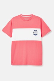 Joules Denton Pink Colourblock Jersey Crew Neck T-Shirt - Image 6 of 6