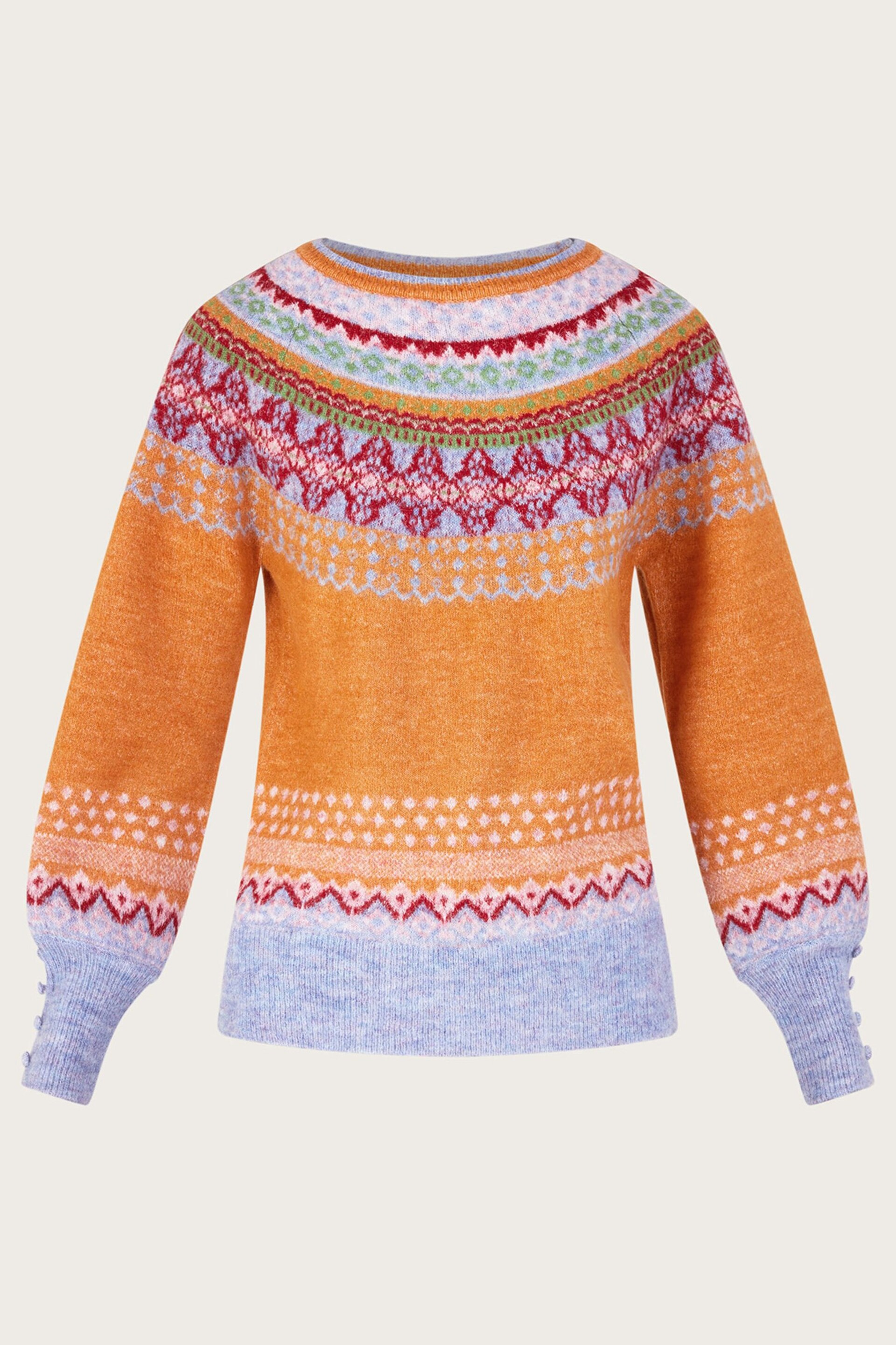 Monsoon Orange Fairisle Pattern Jumper - Image 5 of 5