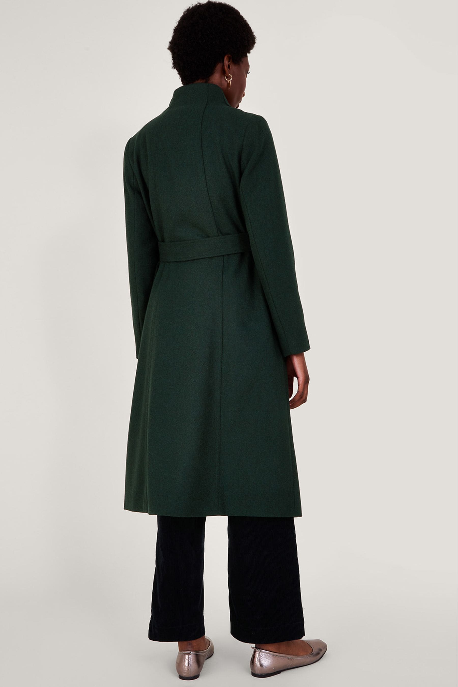 Buy Monsoon Green Saskia Belted Coat from Next Luxembourg