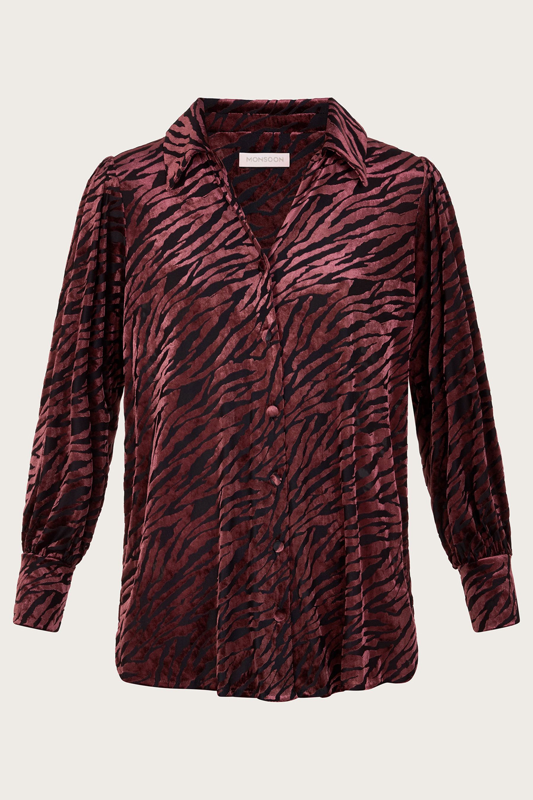 Buy Monsoon Riley Velvet Zebra Print Brown Blouse from Next Luxembourg