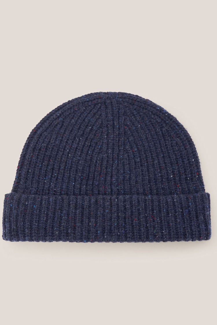 White Stuff Blue Wool Ribbed Beanie - Image 2 of 3