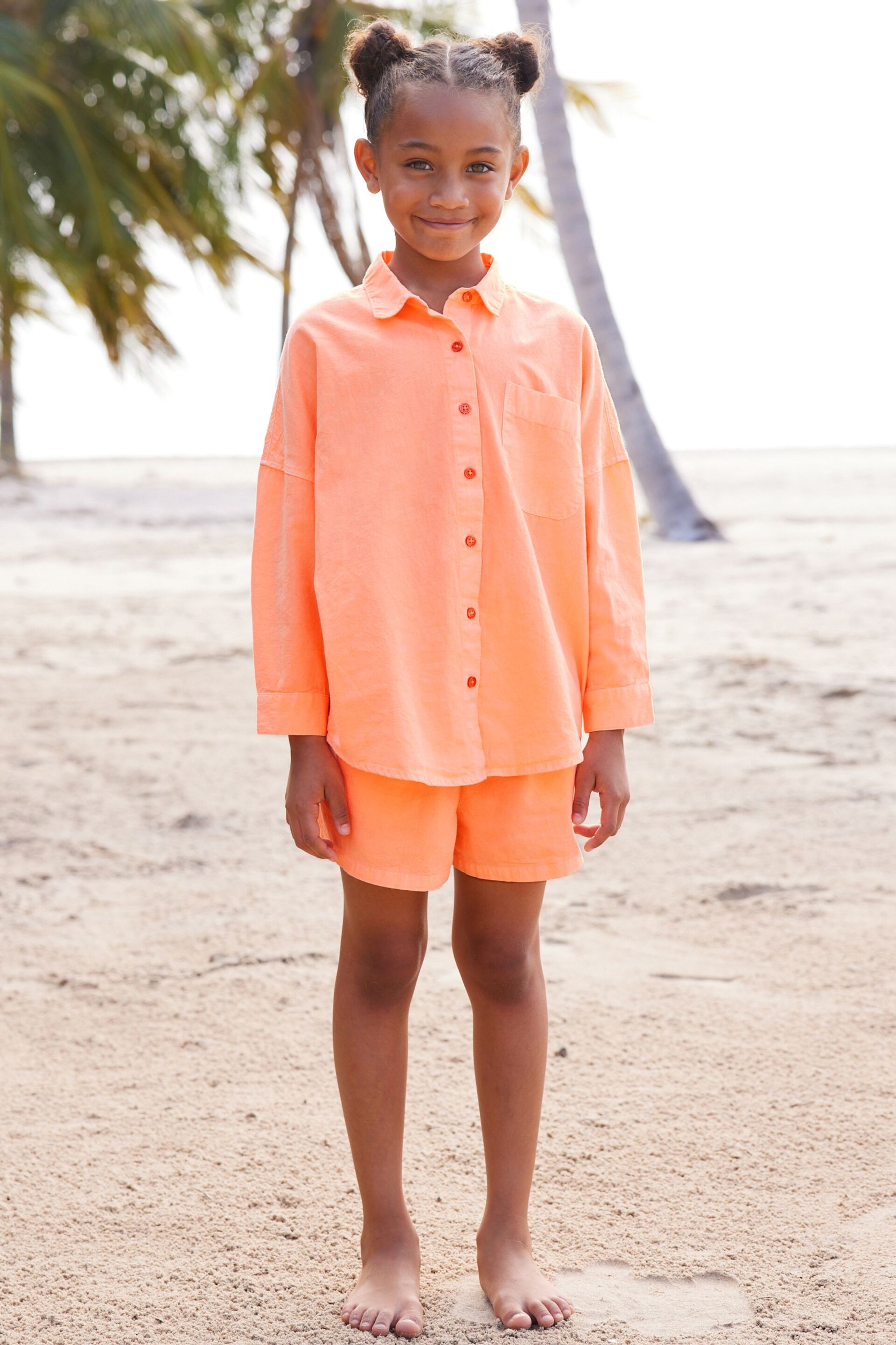 Soft Orange Shirt And Shorts Co-ord Set (3-16yrs) - Image 2 of 7