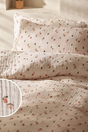 Natural Fruit Print Crinkle Muslin 100% Cotton Duvet Cover and Pillowcase Set - Image 1 of 7