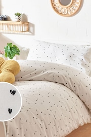 Black/White Hearts 100% Cotton Duvet Cover And Pillowcase Set - Image 1 of 2