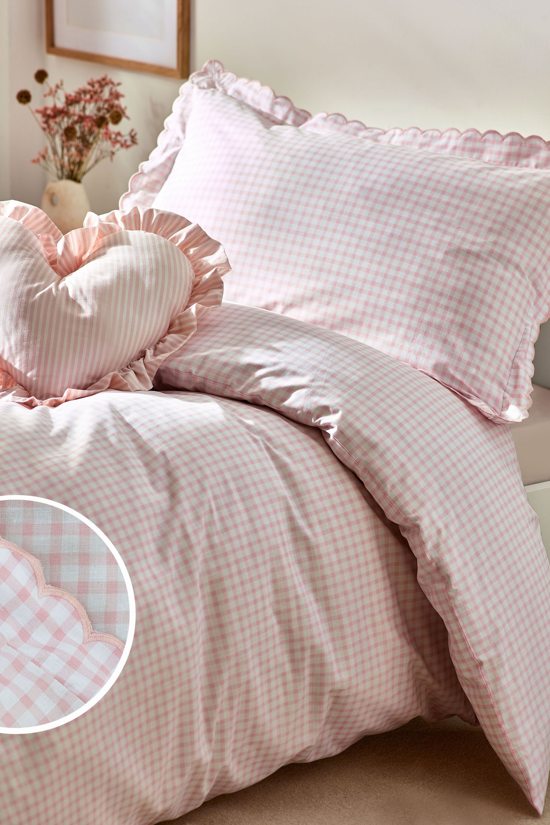 Buy Pink Gingham 100 Cotton Printed Bedding Duvet Cover and Pillowcase Set from the Next UK online shop