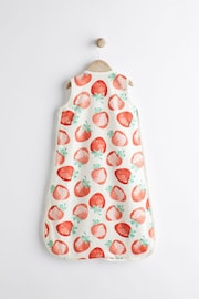 White/Strawberry 0.5 Tog Baby 100% Cotton Sleep Bag - Image 2 of 7