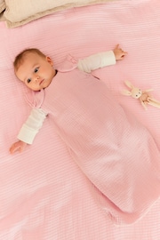 Pink Muslin 1 Tog  Baby 100% Cotton Sleep Bag - Image 1 of 11