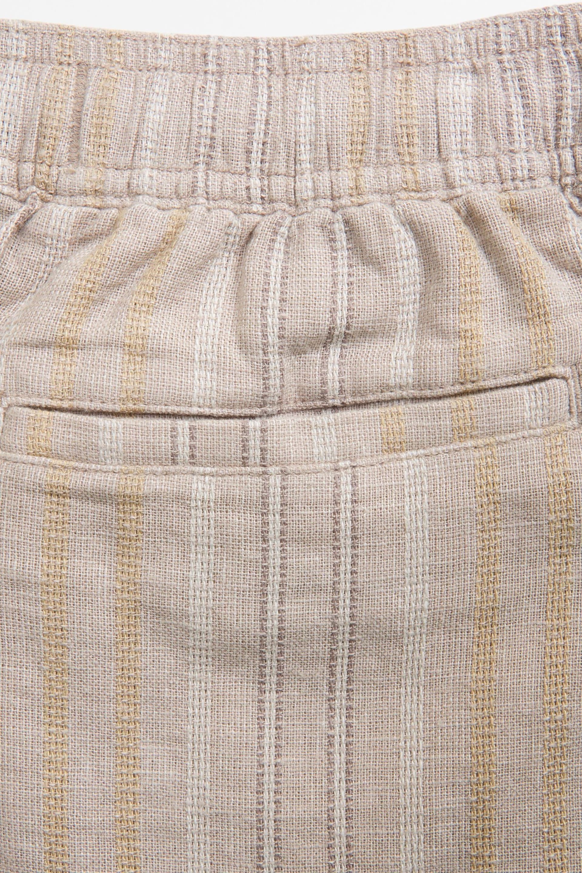 Abercrombie & Fitch Natural Knitted Stripe Short Sleeve Linen Shorts - Image 2 of 2