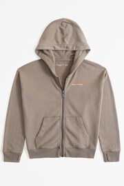 Abercrombie & Fitch Green Zip-Through Logo Hoodie - Image 1 of 2