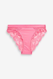 Bright Pink/Black High Leg Lace Trim Knickers 2 Pack - Image 8 of 8
