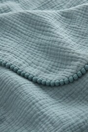 Blue Pom Baby 100% Cotton Muslin Blanket - Image 2 of 5