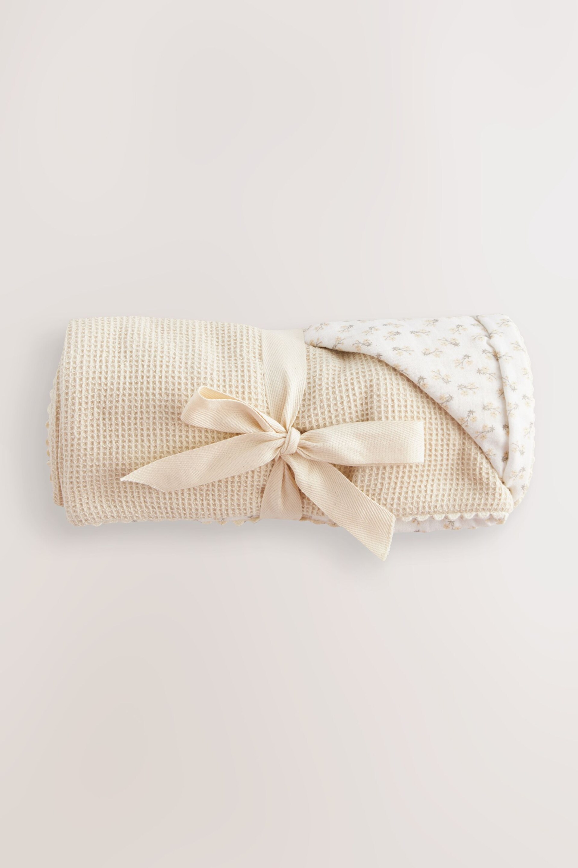 Natural Floral Baby 100% Cotton Waffle & Muslin Blanket - Image 5 of 8