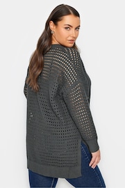 Yours Curve Grey Side Split Crochet Jumper - Image 3 of 4