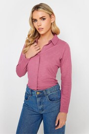 PixieGirl Petite Pink Cotton Slub Long Sleeve Shirt - Image 1 of 4