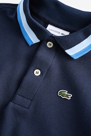 Lacoste Tricolour Collar Cotton Polo Shirt - Image 3 of 3