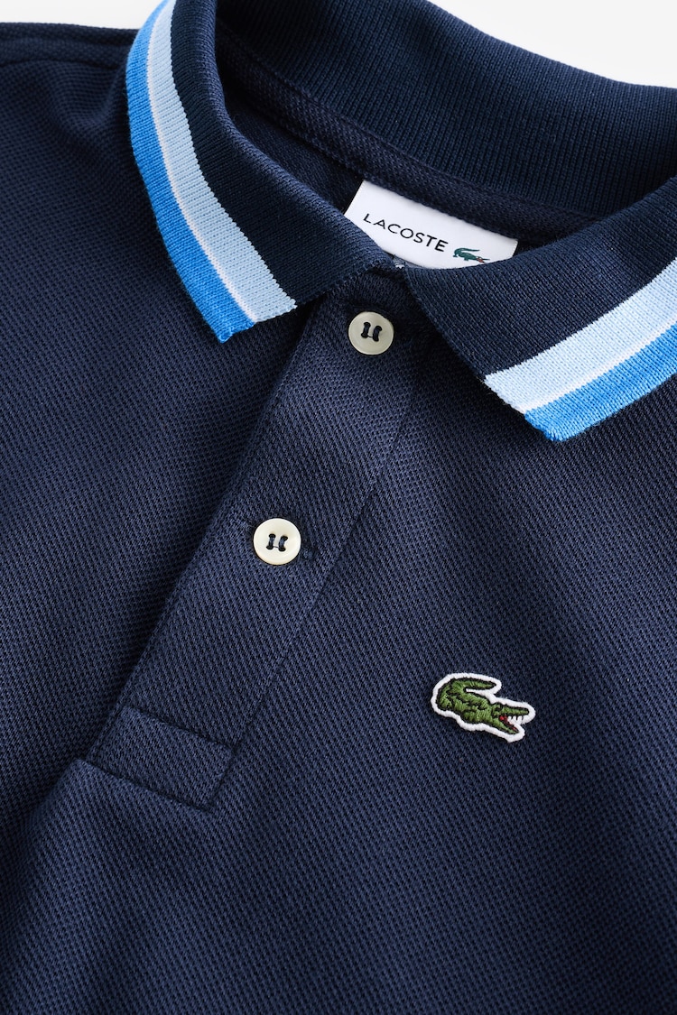 Lacoste Tricolour Collar Cotton Polo Shirt - Image 3 of 3