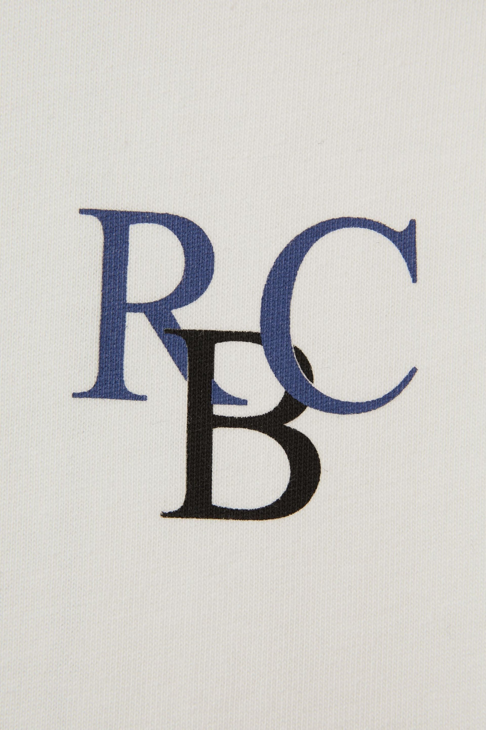 Reiss Ecru/Blue Sennen Senior Oversized Cotton Motif Shirt - Image 4 of 4