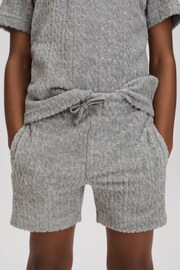 Reiss Soft Grey Fletcher Junior Towelling Drawstring Shorts - Image 3 of 4