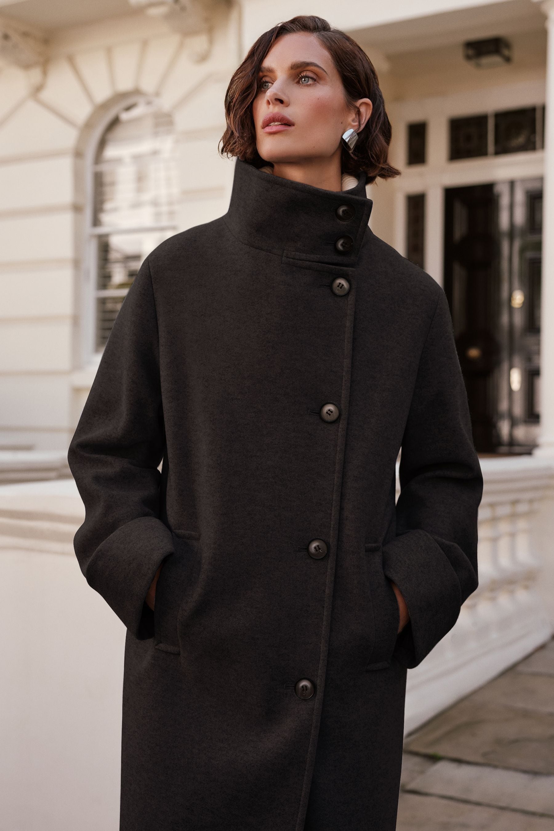 Black button coat new arrivals