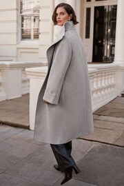 Love & Roses Grey Funnel Neck Button Coat - Image 3 of 4