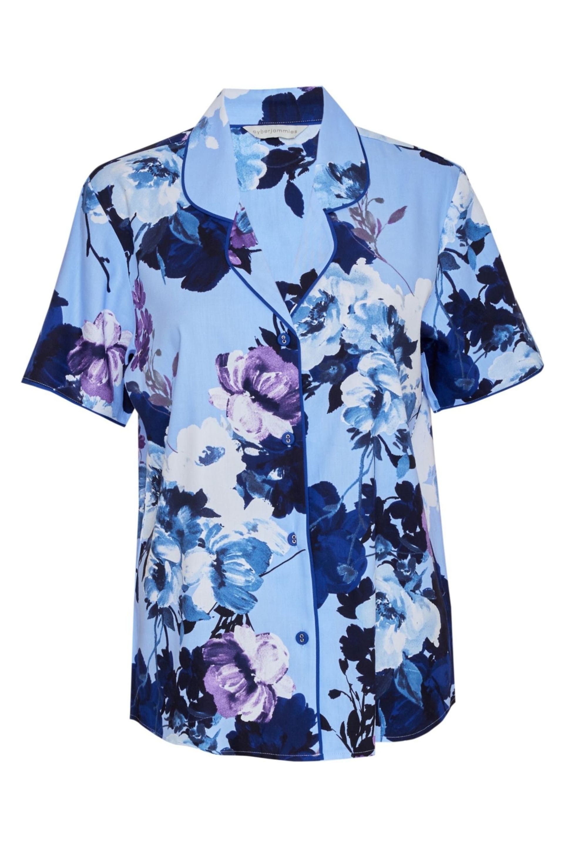 Cyberjammies Blue Floral Print Pyjama Top - Image 4 of 4