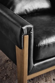 Distressed Faux Leather Black Sawyer Wooden Accent Chair - Image 2 of 10