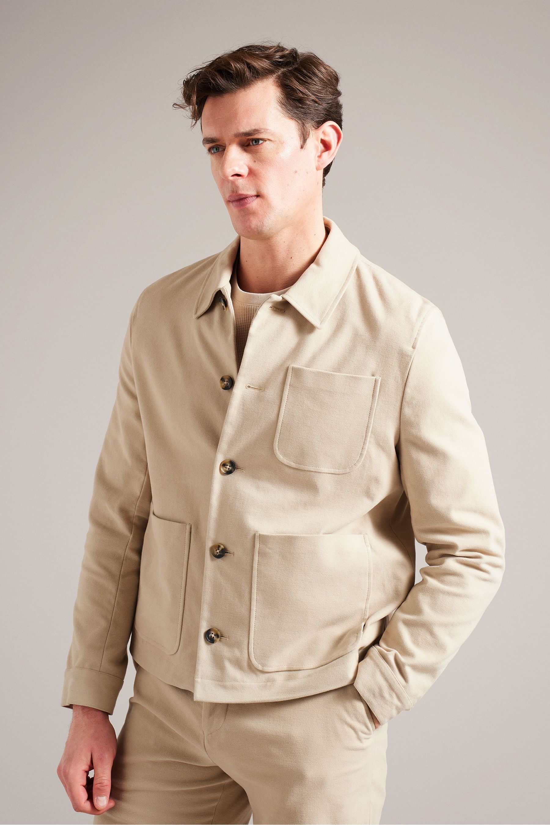 Buy Ted Baker Natural Button Through Moleskin Jacket from Next Luxembourg