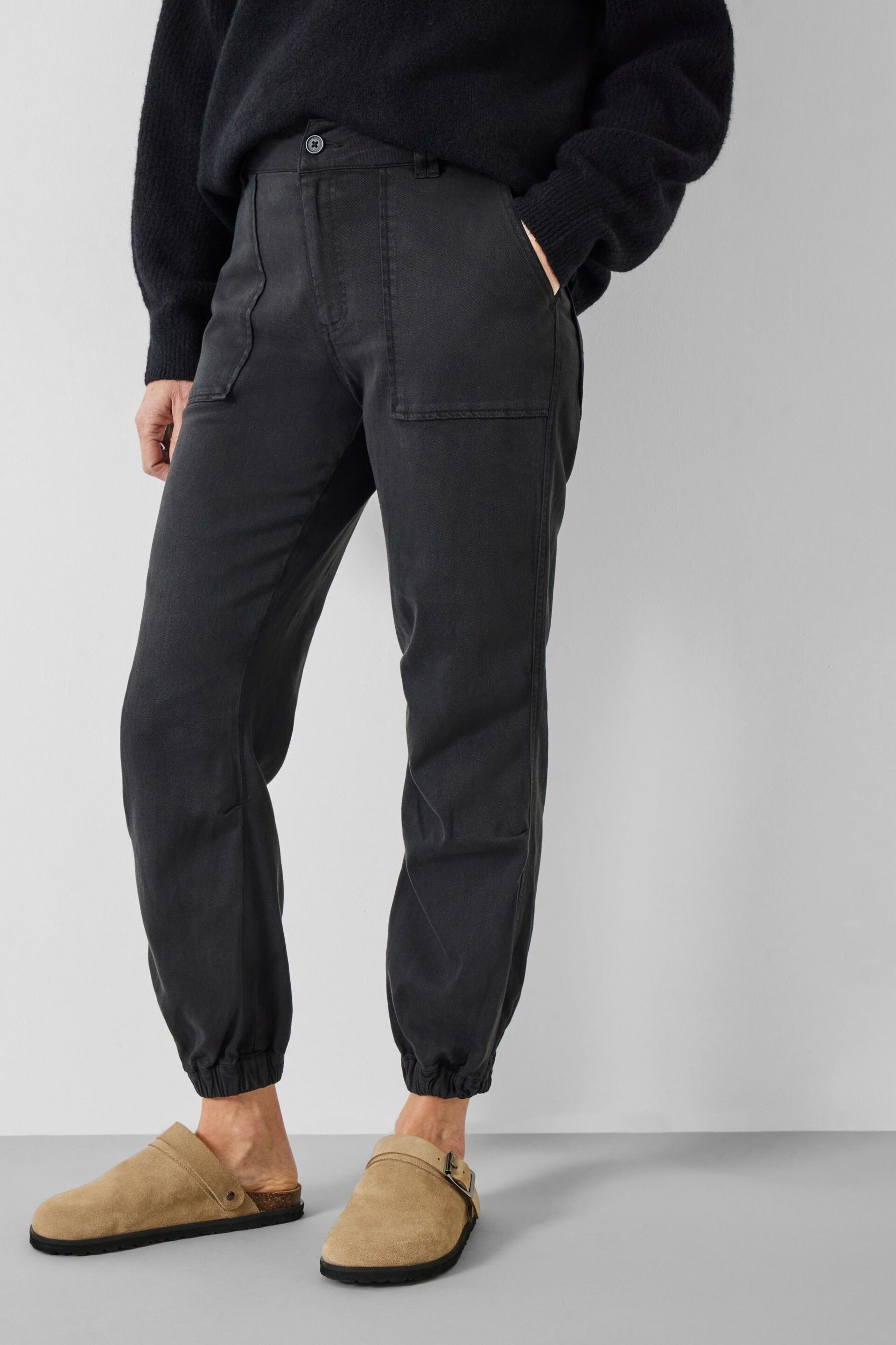 Hush Black Riley Washed Cargo Trousers - Image 1 of 5