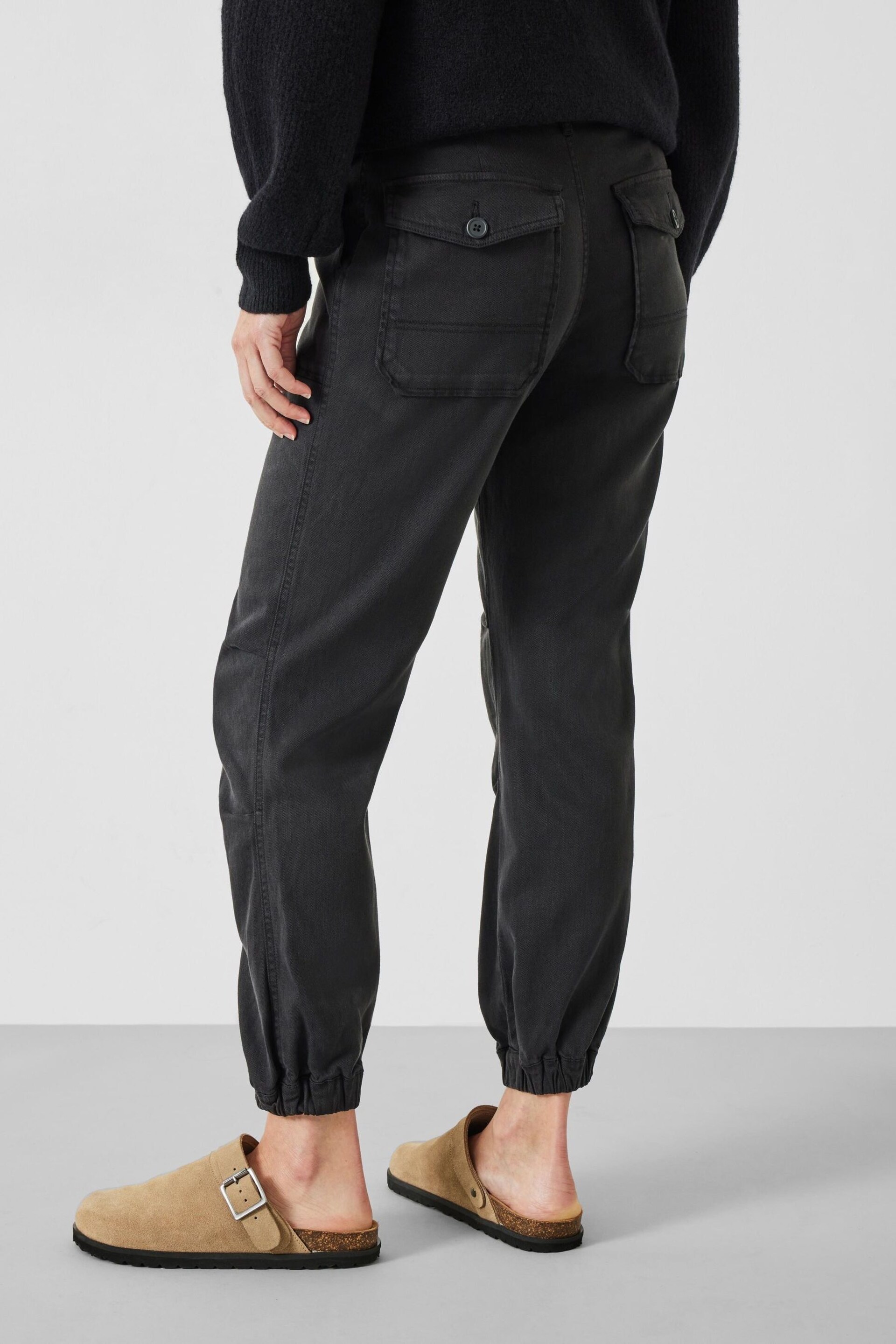 Hush Black Riley Washed Cargo Trousers - Image 2 of 5