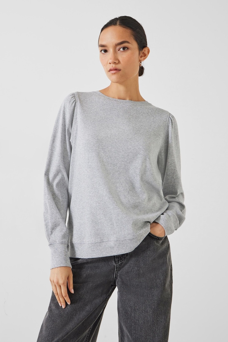 Hush Grey Emily Puff Sleeve Sweatshirt - Image 1 of 5