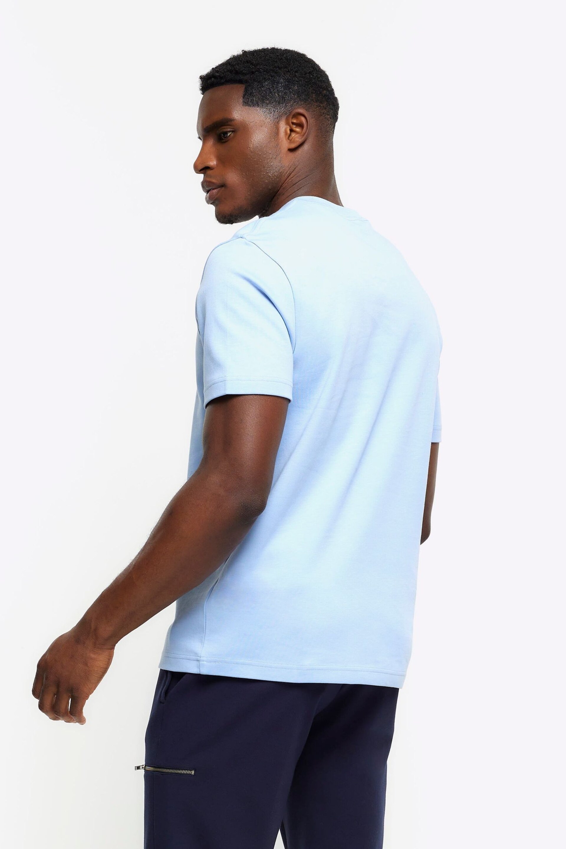 River Island Blue Studio Slim Fit T-Shirt - Image 2 of 4