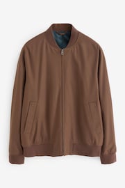 Brown Slim Fit Flannel Bomber Jacket - Image 6 of 10