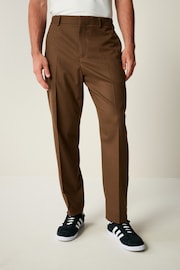 Brown Smart Flannel Slim Fit Trousers - Image 1 of 5