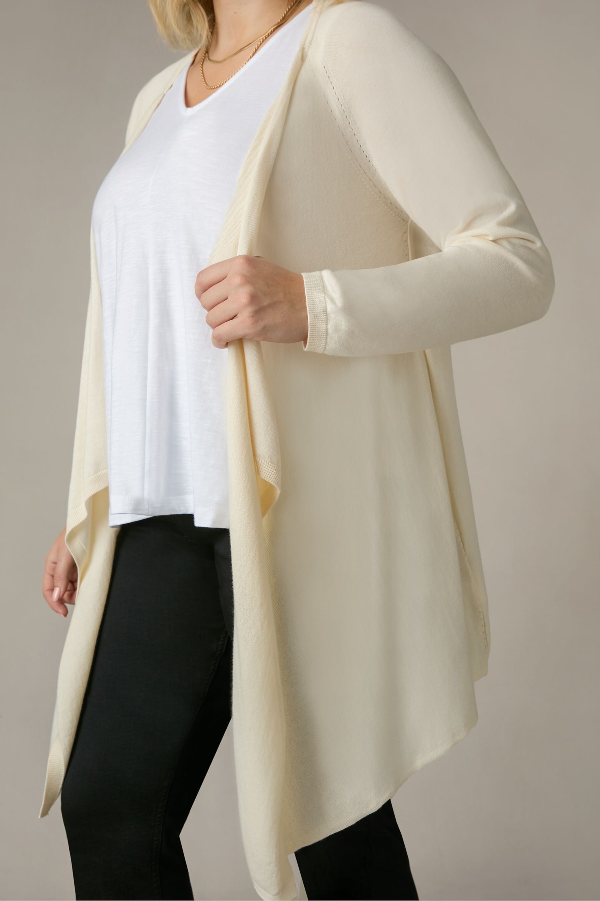 Live Unlimited Natural Curve Knitted Waterfall Cardigan - Image 3 of 5