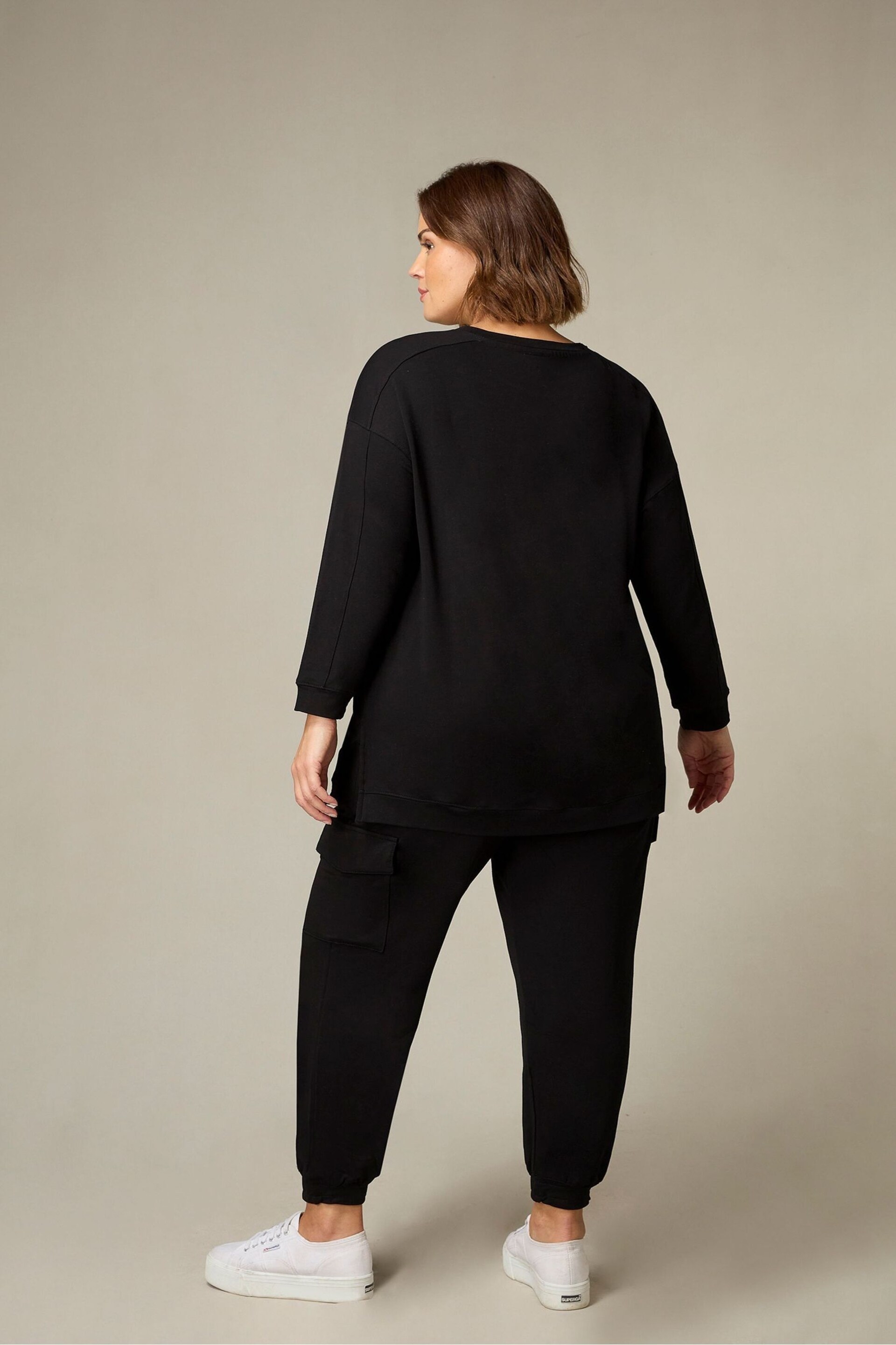 Live Unlimited Curve Jersey Cargo Black Trousers - Image 2 of 4