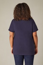 Live Unlimited Blue Curve Cotton Slub V-Neck T-Shirt - Image 2 of 5