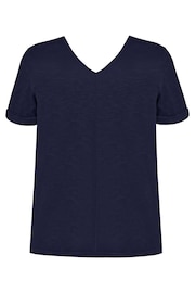 Live Unlimited Blue Curve Cotton Slub V-Neck T-Shirt - Image 5 of 5