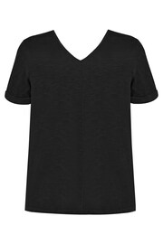 Live Unlimited Curve Cotton Slub V-Neck Black T-Shirt - Image 4 of 4