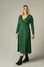 Live Unlimited Green Curve Spot Print Jersey Wrap Dress - Image 1 of 5