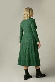 Live Unlimited Green Curve Spot Print Jersey Wrap Dress - Image 2 of 5