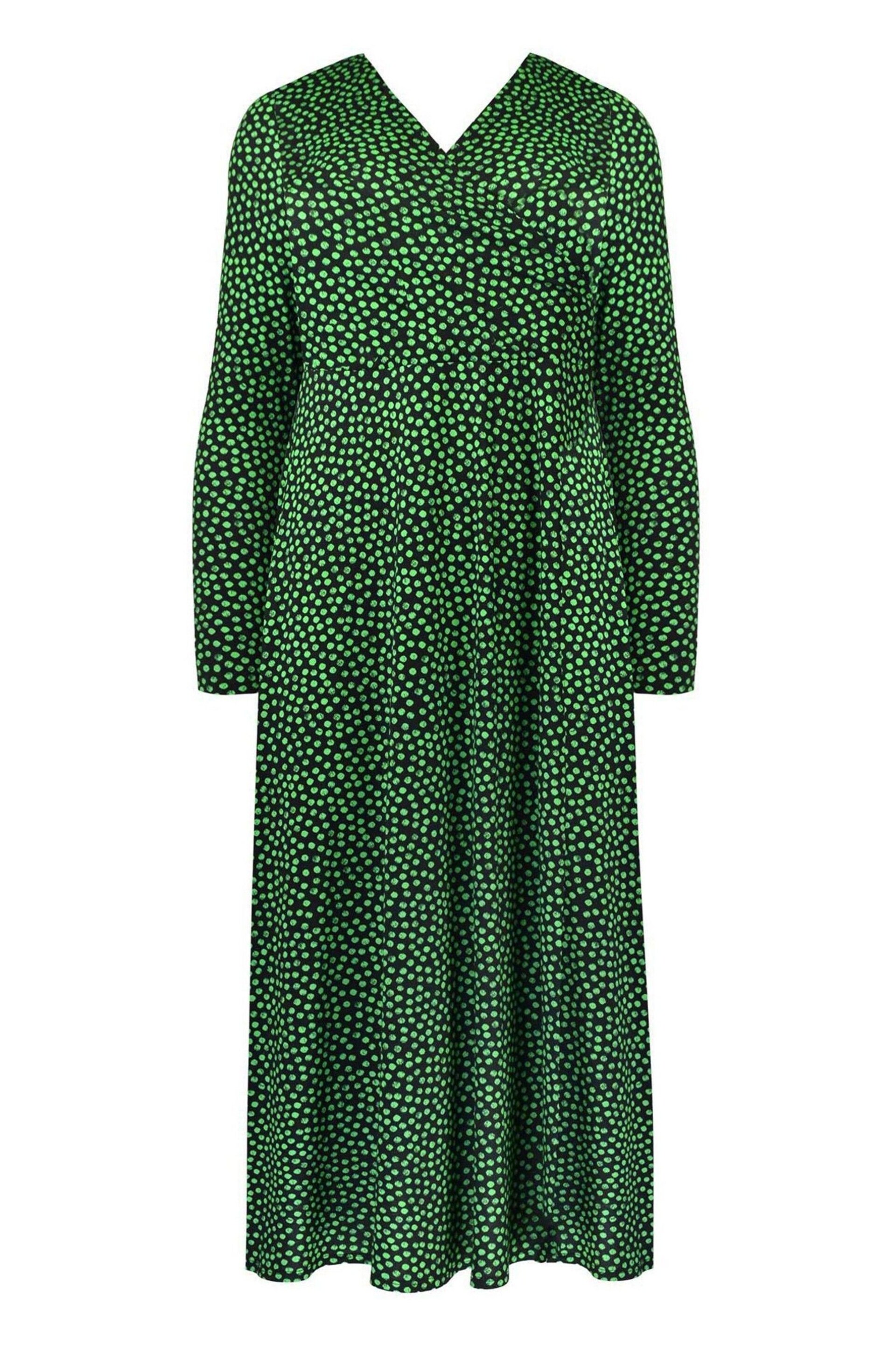 Live Unlimited Green Curve Spot Print Jersey Wrap Dress - Image 4 of 5