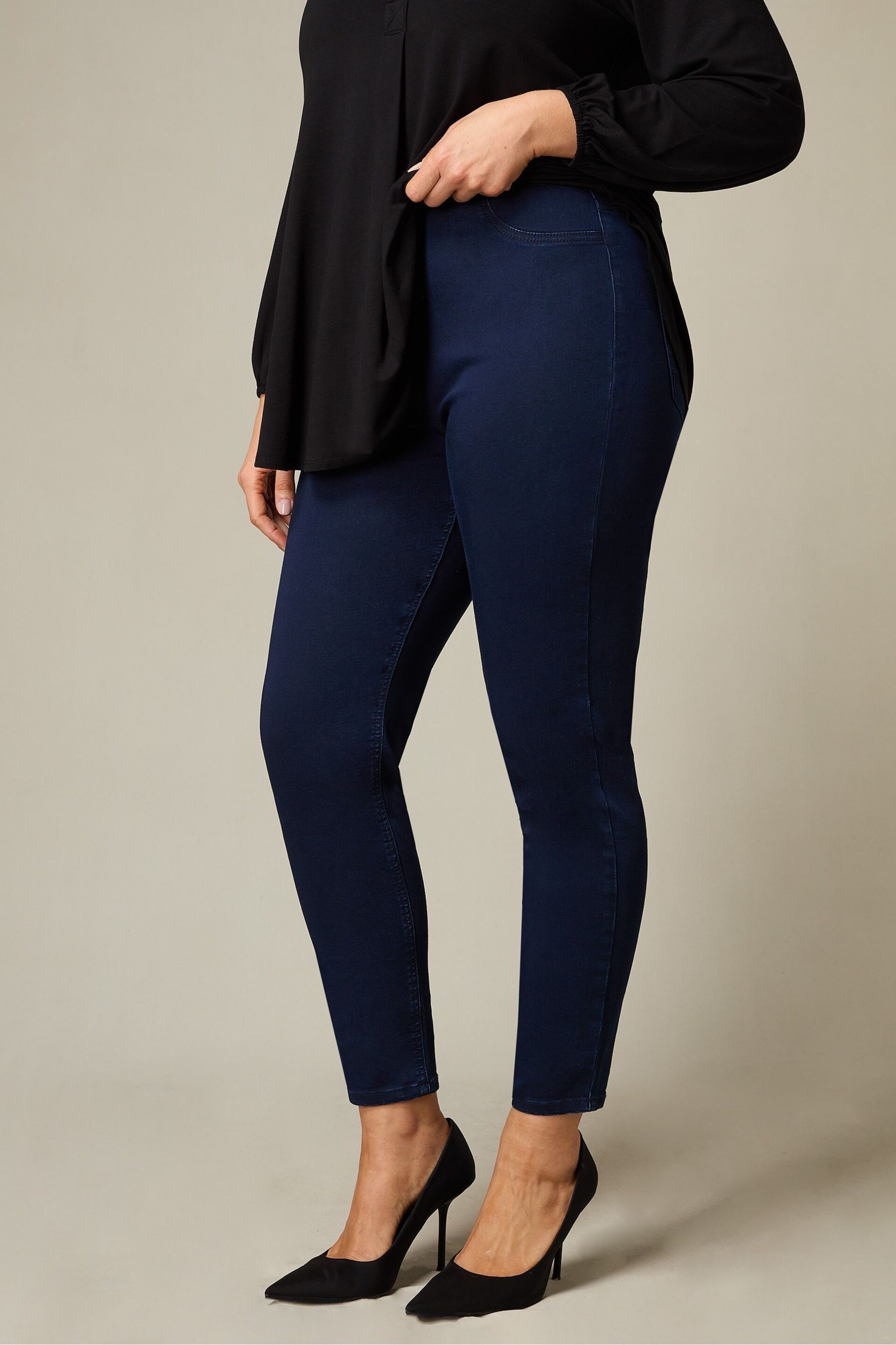 Live Unlimited Curve Petite Navy Blue Denim Jeggings - Image 3 of 4