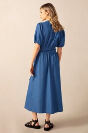 Ro&Zo Blue Tie Waist Tencel Shirt Dress - Image 3 of 7