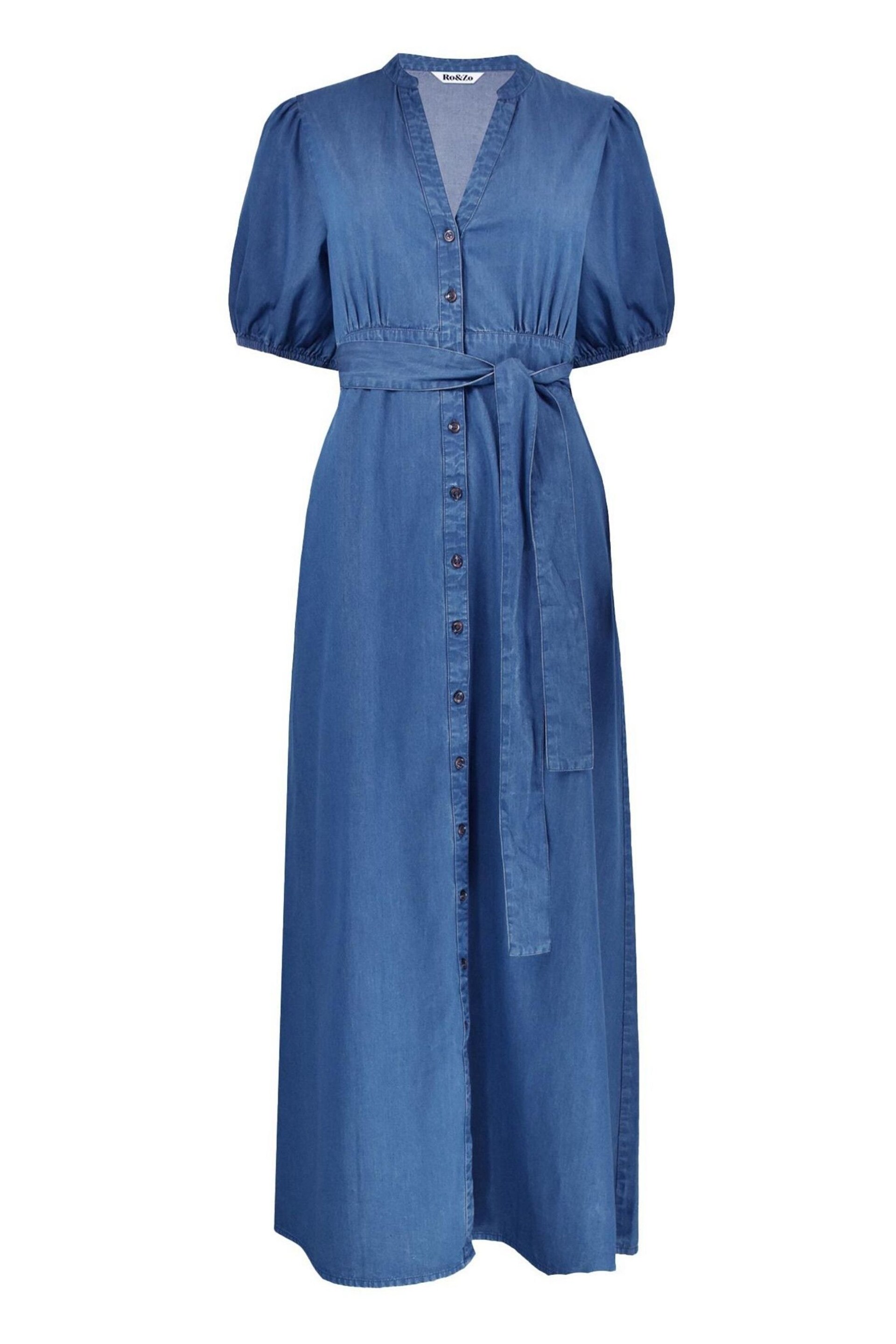 Ro&Zo Blue Tie Waist Tencel Shirt Dress - Image 7 of 7