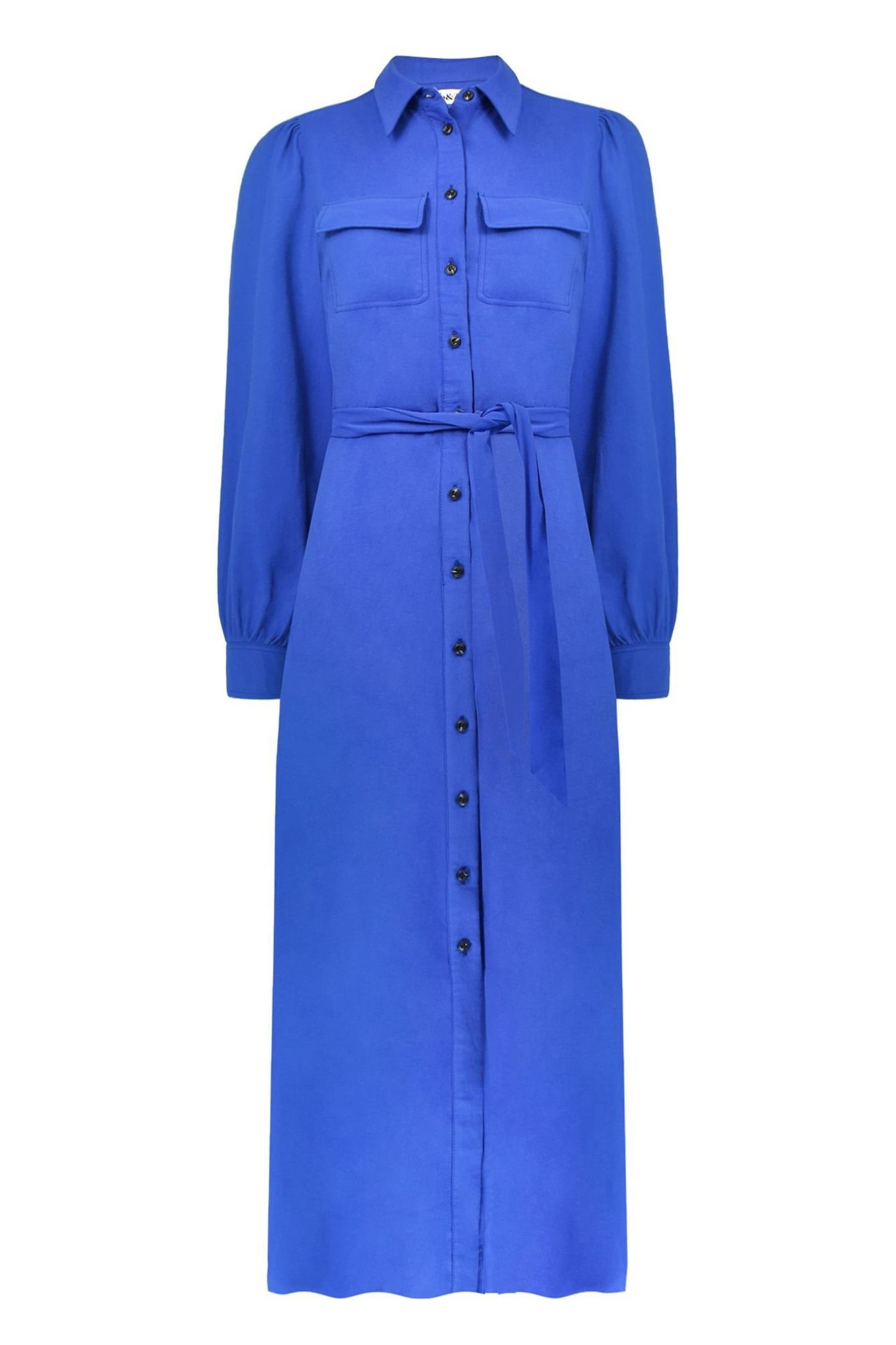 Ro&Zo Blue Petite Pocket Detail Midi Shirt Dress - Image 5 of 6