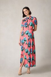 Ro&Zo Pink Petite Scarlett Floral Print Twist Neck Maxi Dress - Image 1 of 7