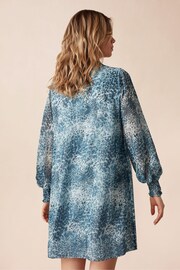 Ro&Zo Blue Mini Leopard Print Shirred Shoulder Dress - Image 2 of 8